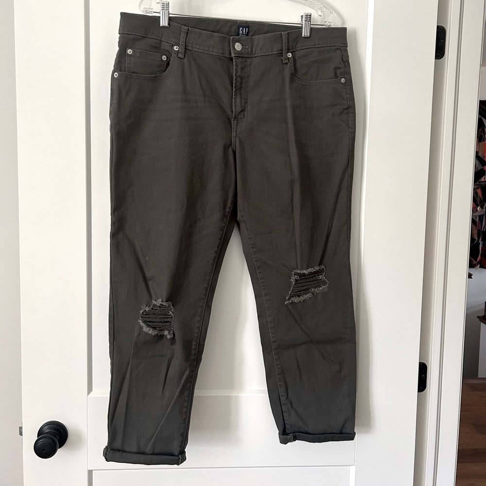 GAP Olive Distressed Jeans